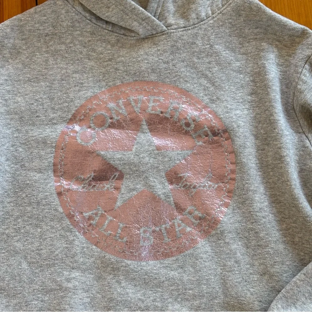 Converse Cropped Hoodie Gray Pink Logo Youth M (10-12)